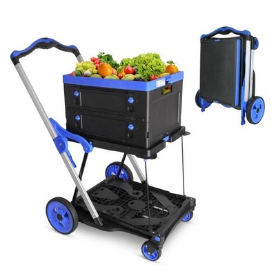 2-Tier Folding Cart Collapsible carts Shopping Trolley wagons with Wheels
