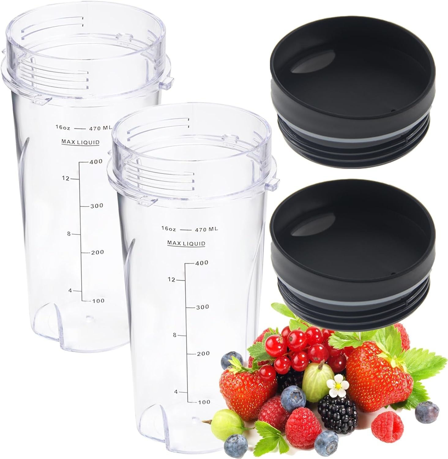 16oz Replacement Cups for Ninja QB3001SS, Replacement 16oz Blender Cup Compat...