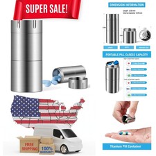 Pill Case, Titanium Keychain Pill Holder, 2 Compartments Small Metal Pill Box...