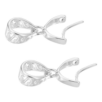 2 Stück 925 Sterling Silber Klemmöse, 12mm Anhänger Ösenverschluss, Silber