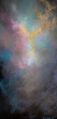 Dramatischer Himmel. Original Abstraktes Acryl Gemälde auf Leinwand 100-50