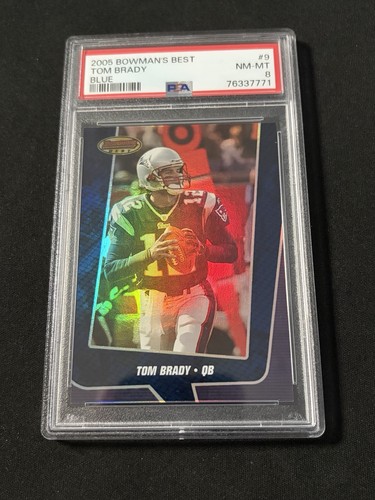 2005 BOWMAN'S BEST BLUE #9 TOM BRADY /1399 PSA 8