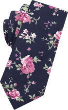 Men's Cotton Printed Floral Neck Tie Skinny Tie