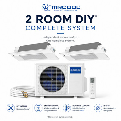 MRCOOL DIY 5th Gen 2 Zone Ceiling Cassette Mini Split AC Heat Pump System
