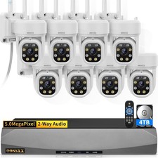 8 Cams 4 TB Auto Tracking 5MP PTZ 2-Way IP66 PoE Outdoor Camera Home Security