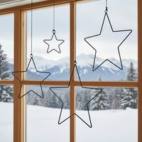 4Er Set Schwarze Metallsterne Zum AufhäNgen Weihnachtsdekoration Fensterschmuck