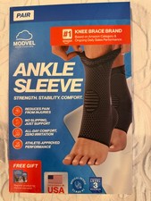 MODVEL Ankle Compression Sleeve Pair, Stabilization Support, Black Size M
