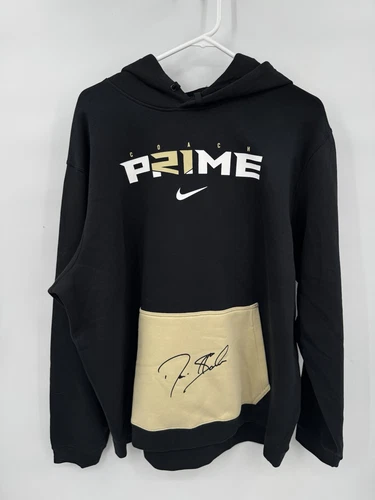 COACH Felpa con cappuccio pullover Nike uomo Prime 2.0 nero club pile logo taglia XXL tasca oro