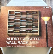 NEW In Box WTM Wood Audio Cassette Tapes Wall Rack Holds 100 NOS Music Decor