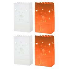 White Paper Luminary Bags 20 PCS Stars Shape Flame Resistant Candle Lantern