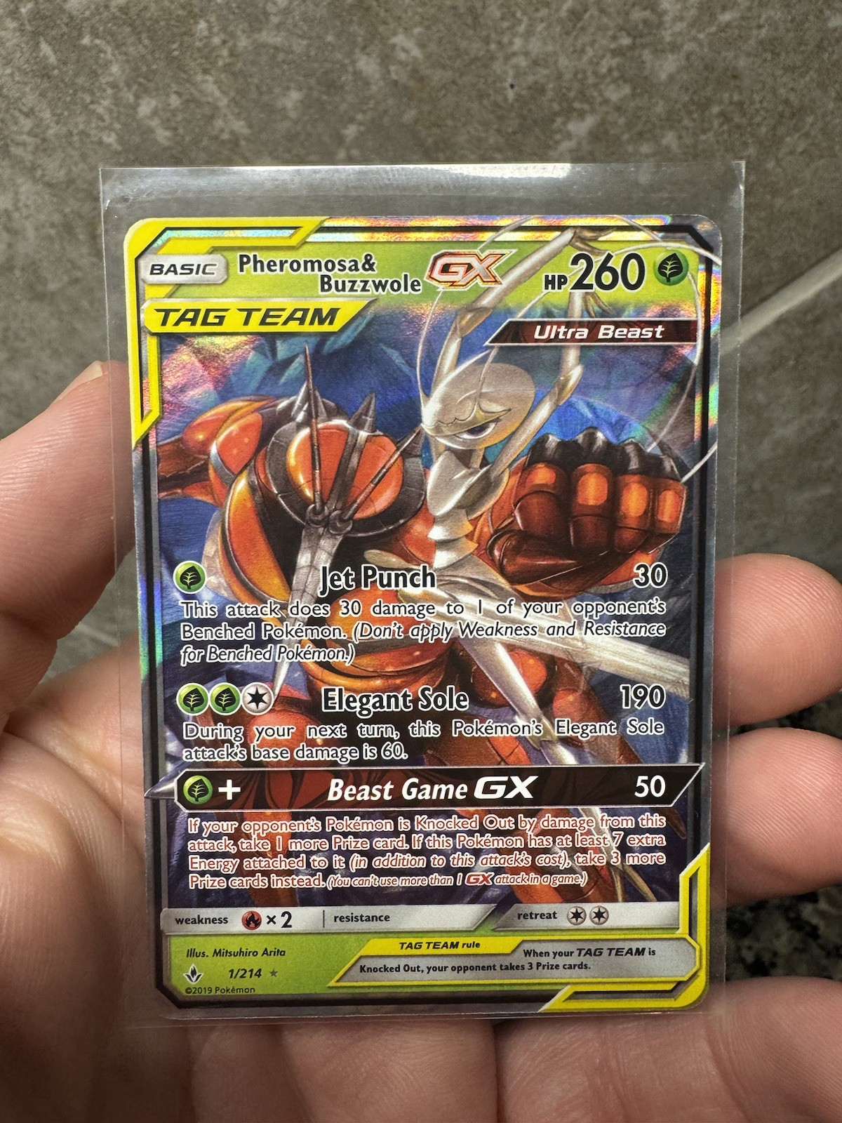 Pokemon Pheromosa & Buzzwole GX 1/214 Unbroken Bonds Ultra Rare NM Condition