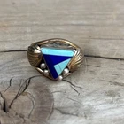 IRV Sterling Silver Turquoise Lapis Inlay Ring Navajo Sz 8 1/20 12K GF won43