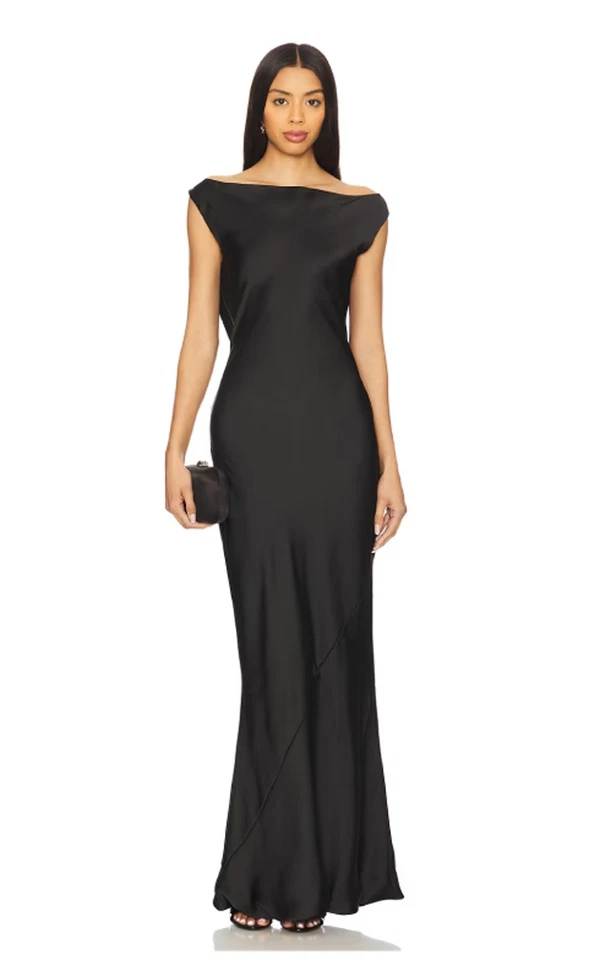 Vestido Norma Kamali sin mangas espalda baja drapeado - negro-talla pequeña (funciona grande) Foto 2 de 3