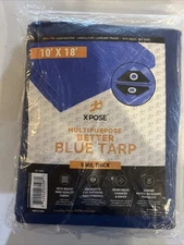 Xpose Better Blue Poly Tarp 10' x 18'   Multipurpose Protective Cover 5 Mil