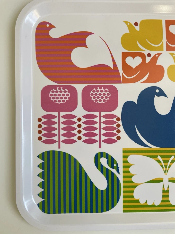 IKEA Serving Tray BIRD Scandinavian Folk Design 17”x13” Floral Colorful Rare EUC - Image 4 of 4