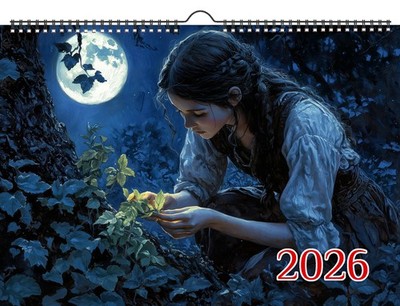 2026 Wall Calendar ~ Lunar Healers: Herbal Magic Midnight Rituals Enchanted