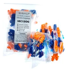 12 Pairs Corded Silicone Ear Plugs - Individually Wrapped - Reusable Noise Ca...