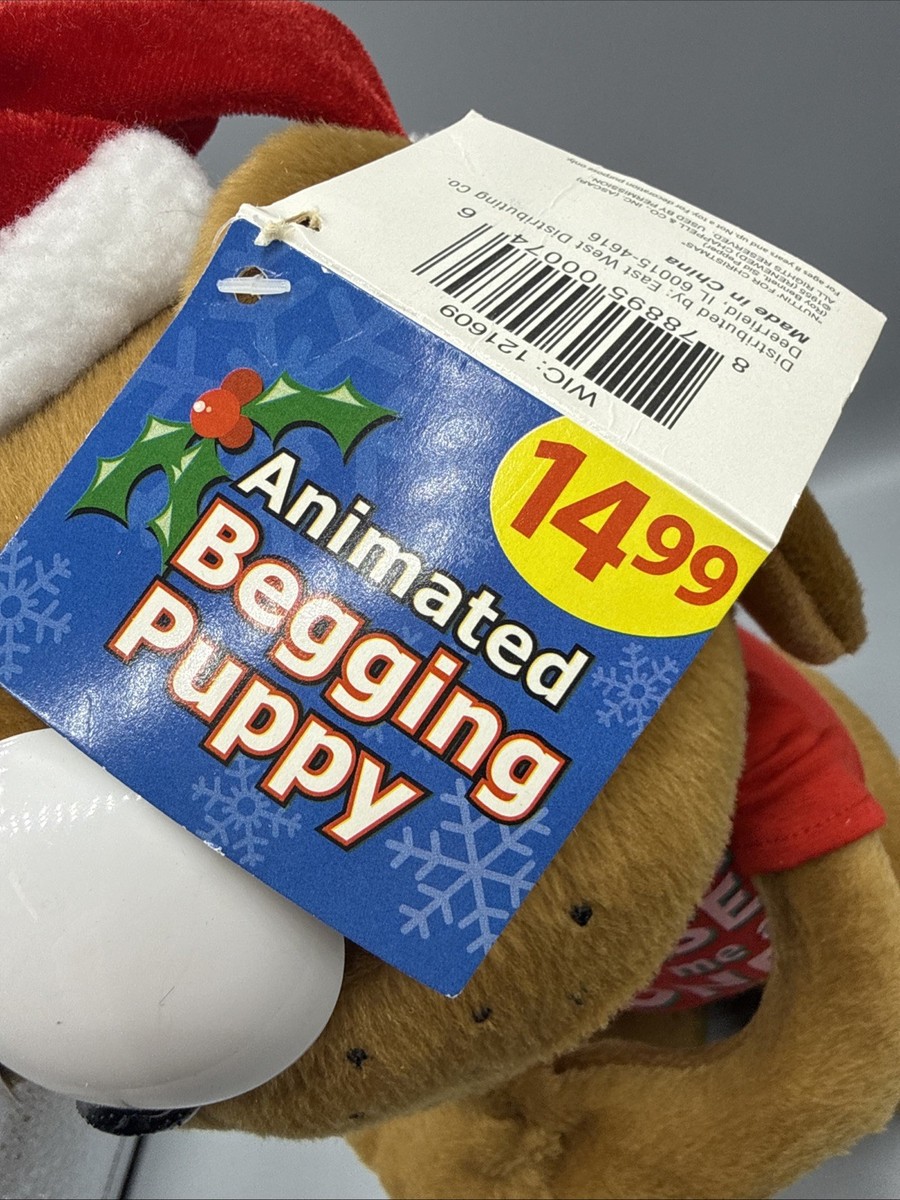 Title: Animated Begging Puppy Plush Santa Hat Christmas Talking