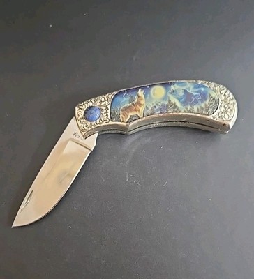 Franklin Mint Collector Knife Triumph of the Night Wolf Pocket Folding