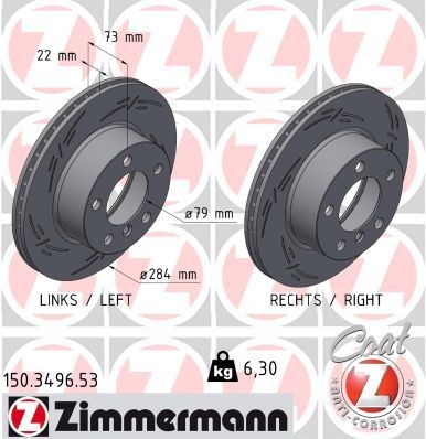 2X Zimmermann Bremsscheibe 150.3496.53 FüR BMW-image