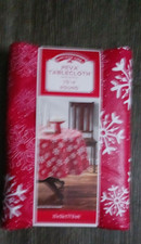Christmas Holiday Time Snowflake Peva Tablecloth Round 70"