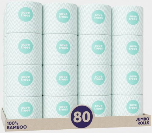 Bamboo Toilet Paper 80 Rolls Of Septic Safe Organic Toilet Paper 3-ply Home Boat