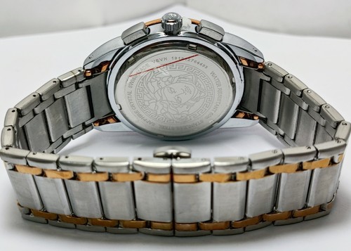 Luxury Versace Chronograph Men Blue Dial Stainless Steel Band Quartz Wristwatch - 第 7/8 張圖片