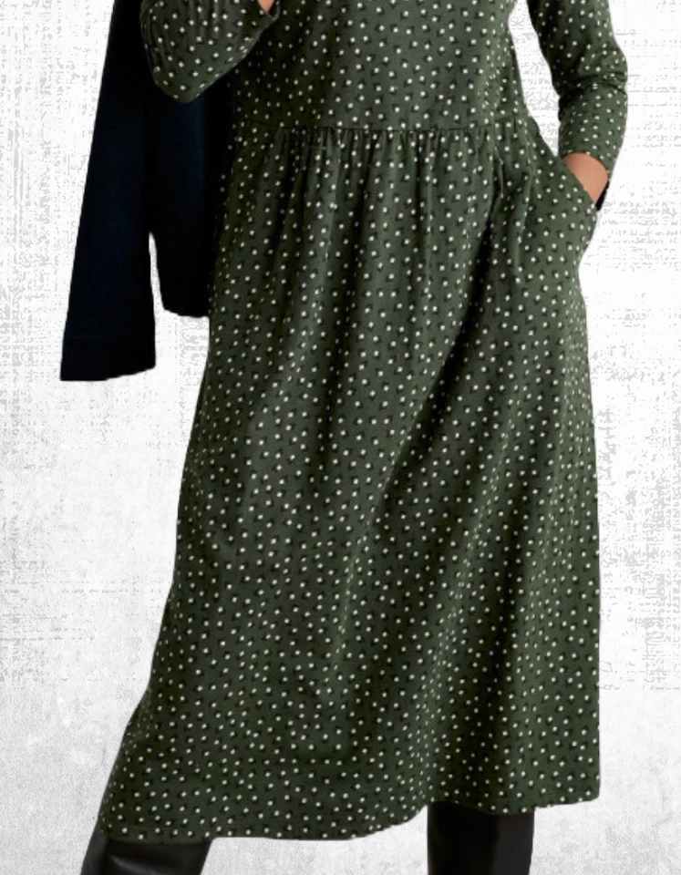 Women’s Seasalt  Jersey Dress Crew Neck ¾ Sleeve Strew Tulip Thread Beech — 第 4/4 张图片