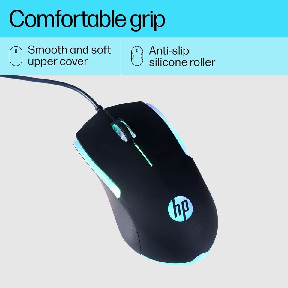 HP M160 USB Wired Gaming Optical Mouse with LED Backlight, 1000 DPI, 3 Buttons, - Image 2 of 4