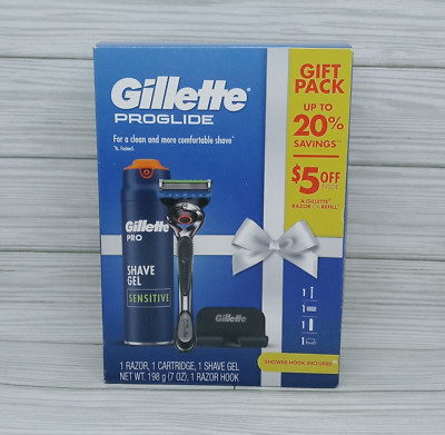 Gillette Proglide Shave Gel Gift Pack Razor+Cartridge+Shower Hook