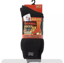 Polar Extreme Men's Thermal Insulated Boot Socks, Black One Size  6 - 12