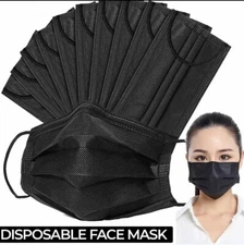 50 PCS Disposable Face Mask Non Medical Surgical 3 Ply Ear loop Black Masks USA