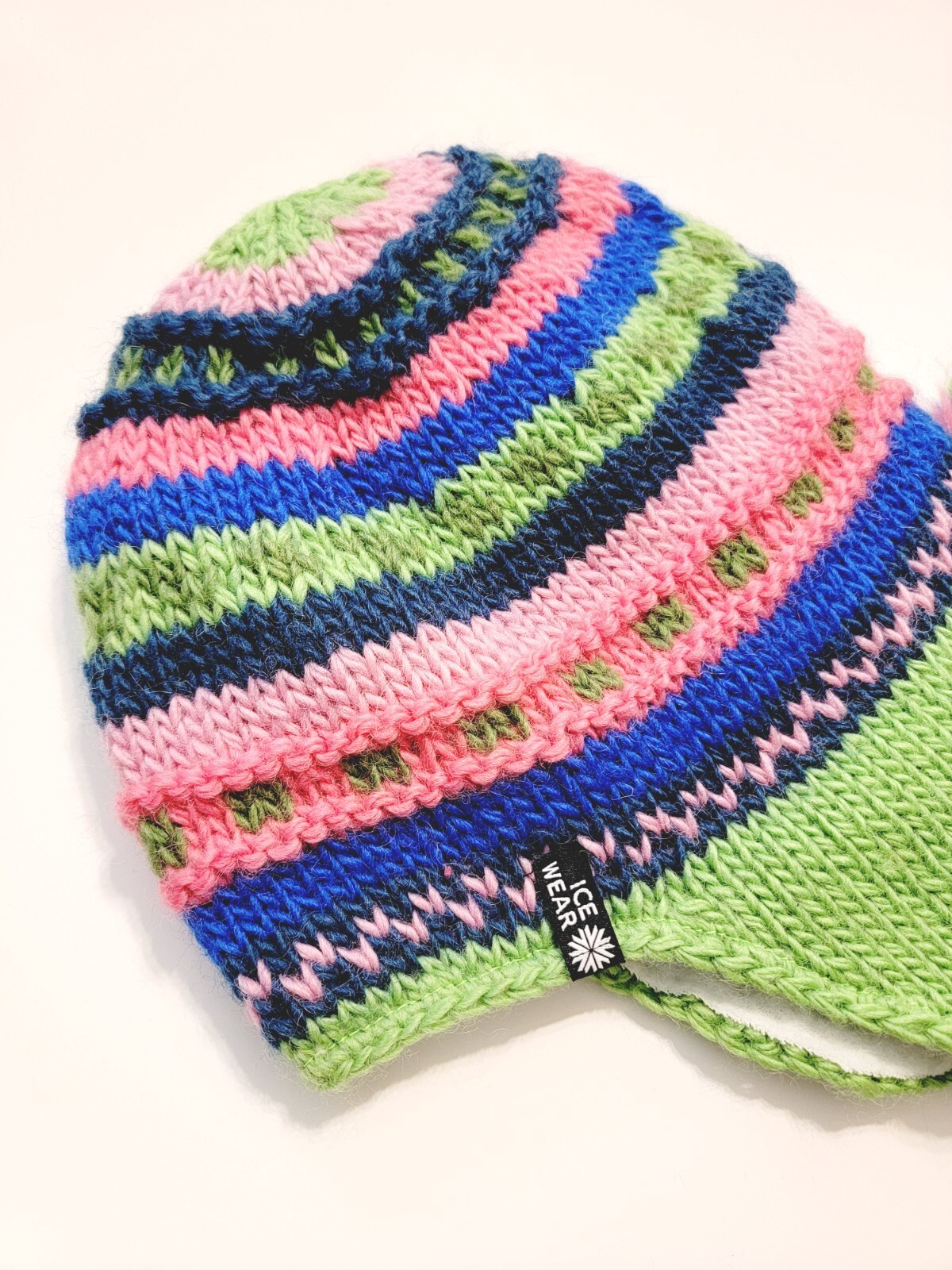 ICEWEAR VIK 100 Woolen Knitted MultiColored Hat with Ear Flaps Beanie