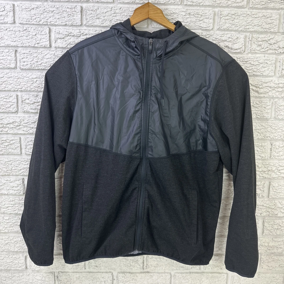 RHONE Tech Terry Hoodie Full Zip Hybrid Jacket Mens XL Black Pockets TEC 182