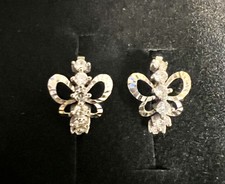 14K White Gold Butterfly Earrings with Cubic Zirconia