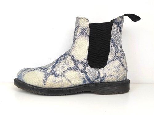 Botas Chelsea Dr Martens Flora Cuero Blanco Azul Piel de Serpiente Talla UK 8 EU 42 US 10 - Imagen 7 de 9