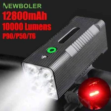 12800mAh Bike Headlight USB Power Bank 10000Lumen Bike Light LED Super Bright