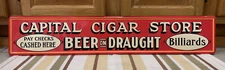 Capital Cigar Store Beer Draught Sign Billiards Pool Vintage Style Wall Decor