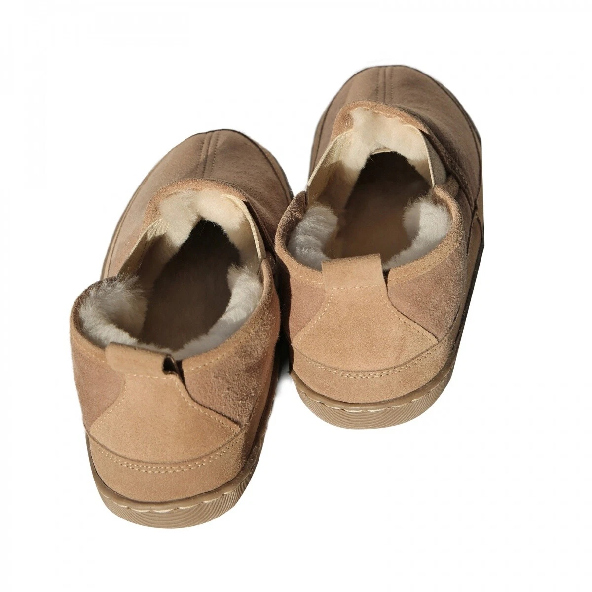 Herren Lammfell Hausschuhe Vincent warme bequeme Fellschuhe Gummisohle Beige