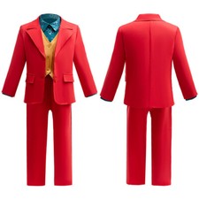4PCS Boys' Set Role Playing Costume Red Suit Set Party Stage Performance Costume