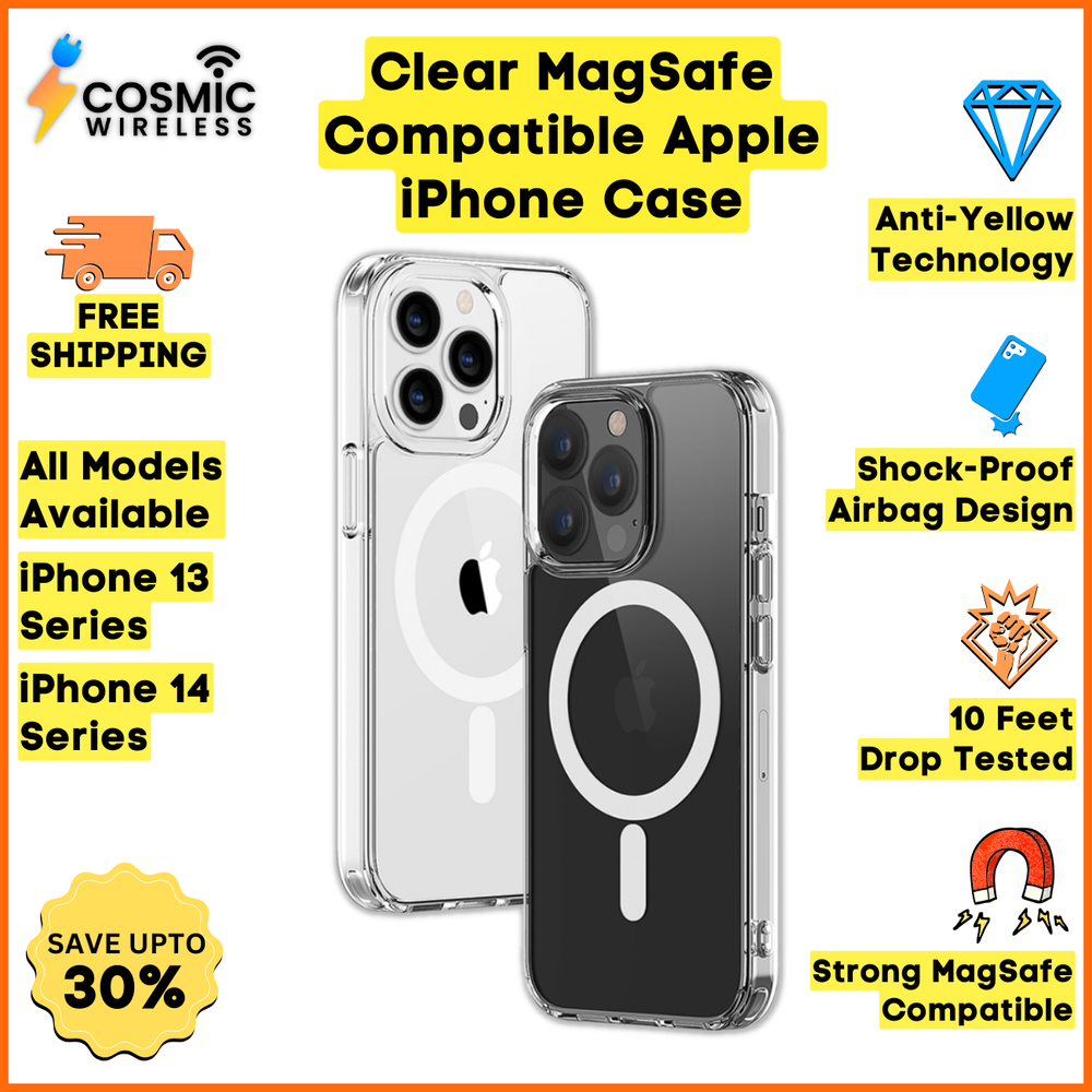 For Apple iPhone 14 Plus 13 Pro Max Shockproof Clear Magnetic Case Cover Shield