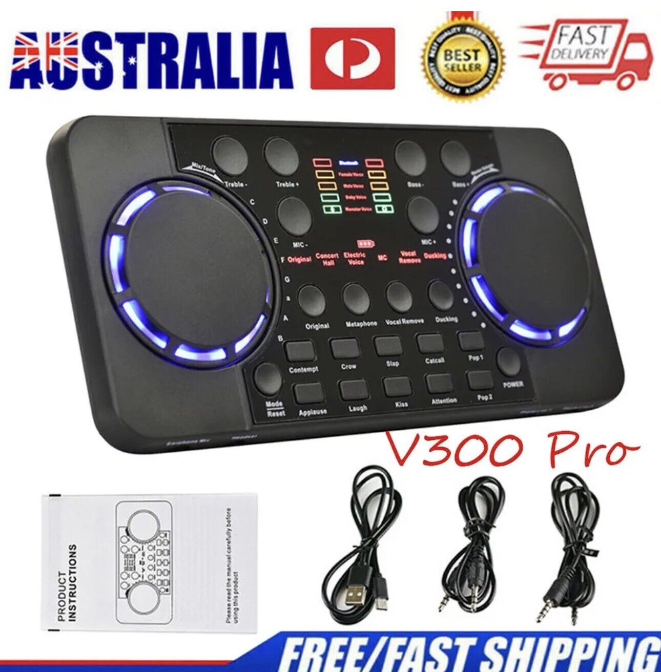 V300 Pro Sound Card Bluetooth Audio Interface Mixer for Live Streaming Record AU
