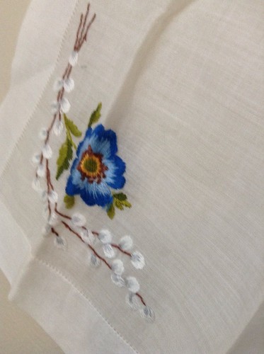 Pañuelo de algodón con flores azules vintage decoración de tela 12" - Imagen 7 de 12