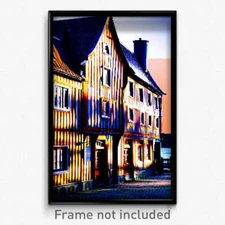 Pixel Art Poster - Quaint Swedish Architecture (8 Bit Video Game Print)