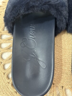 Pacific Fluffy Slides/slippers Navy Faux Fur