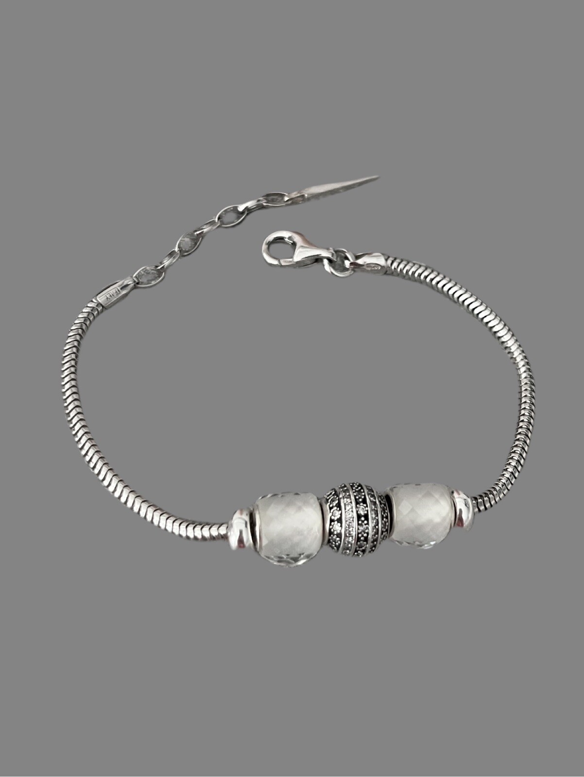 Bracelet en argent 925 réglable avec perles Murano amovibles pour femmes