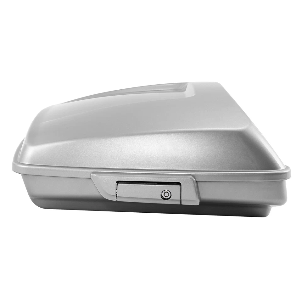 Baúl de afeitar apto para Harley CVO Street Glide acero carbonizado plateado relámpago Foto 2 de 4