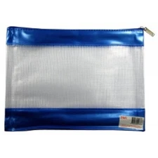 Sovereign Stat Fashion Pvc Mesh Zip Plastic Pencil Case 278mmx200mm Color Blue