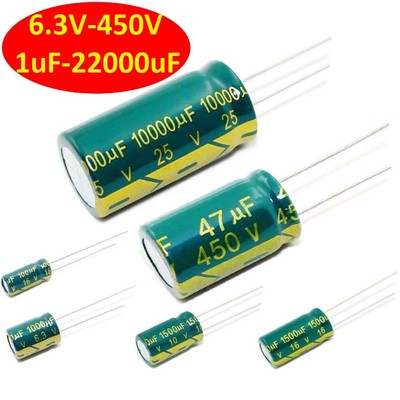 6.3V-450V Radial Aluminium Elektrolyt Kondensatoren 1uF-22000uF 105°C
