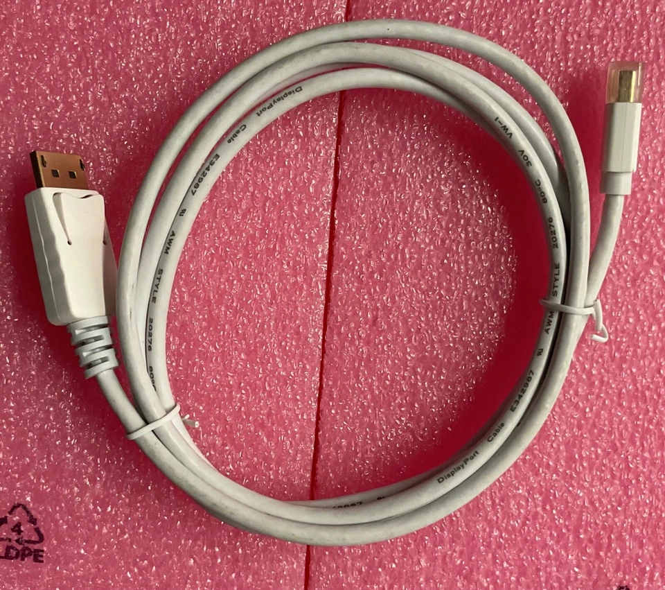 Display to Mini Display Port Cable E342987 5’ ft White AWM Style 20276 80c 30V - Image 2 of 2